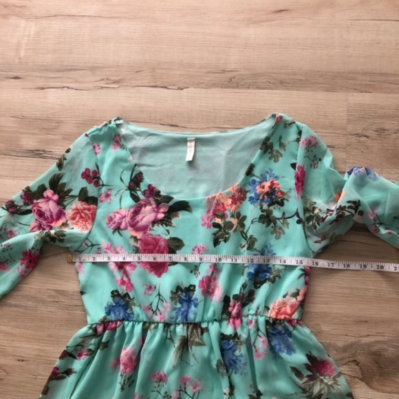 PinkBlush Teal Green Floral Maternity Dress - Picture 6 of 6